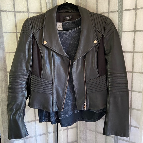 BEBE Leather Cropped Jacket - Picture 2 of 5